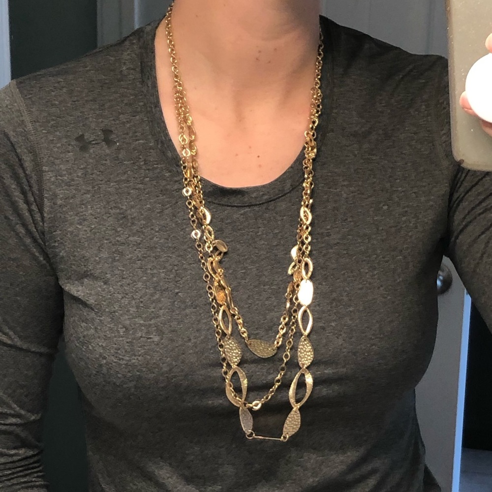 Long gold necklace